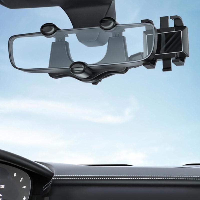 360° Rearview Mirror Phone Holder – Universal Rotatable & Retractable Car Mount