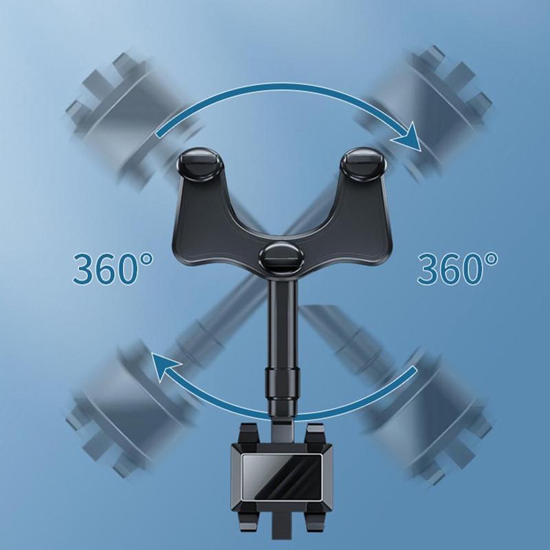 360° Rearview Mirror Phone Holder – Universal Rotatable & Retractable Car Mount